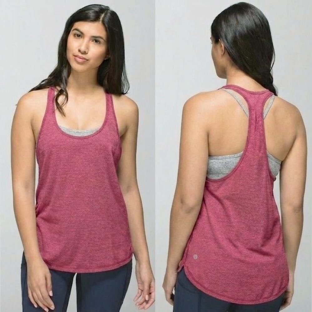 Lululemon Womens Tank Top Size 4 Pink Heather 105 Singlet Scoop Neck Racerback